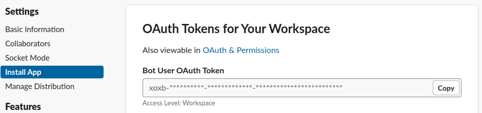 Slack Bot User OAuth Token