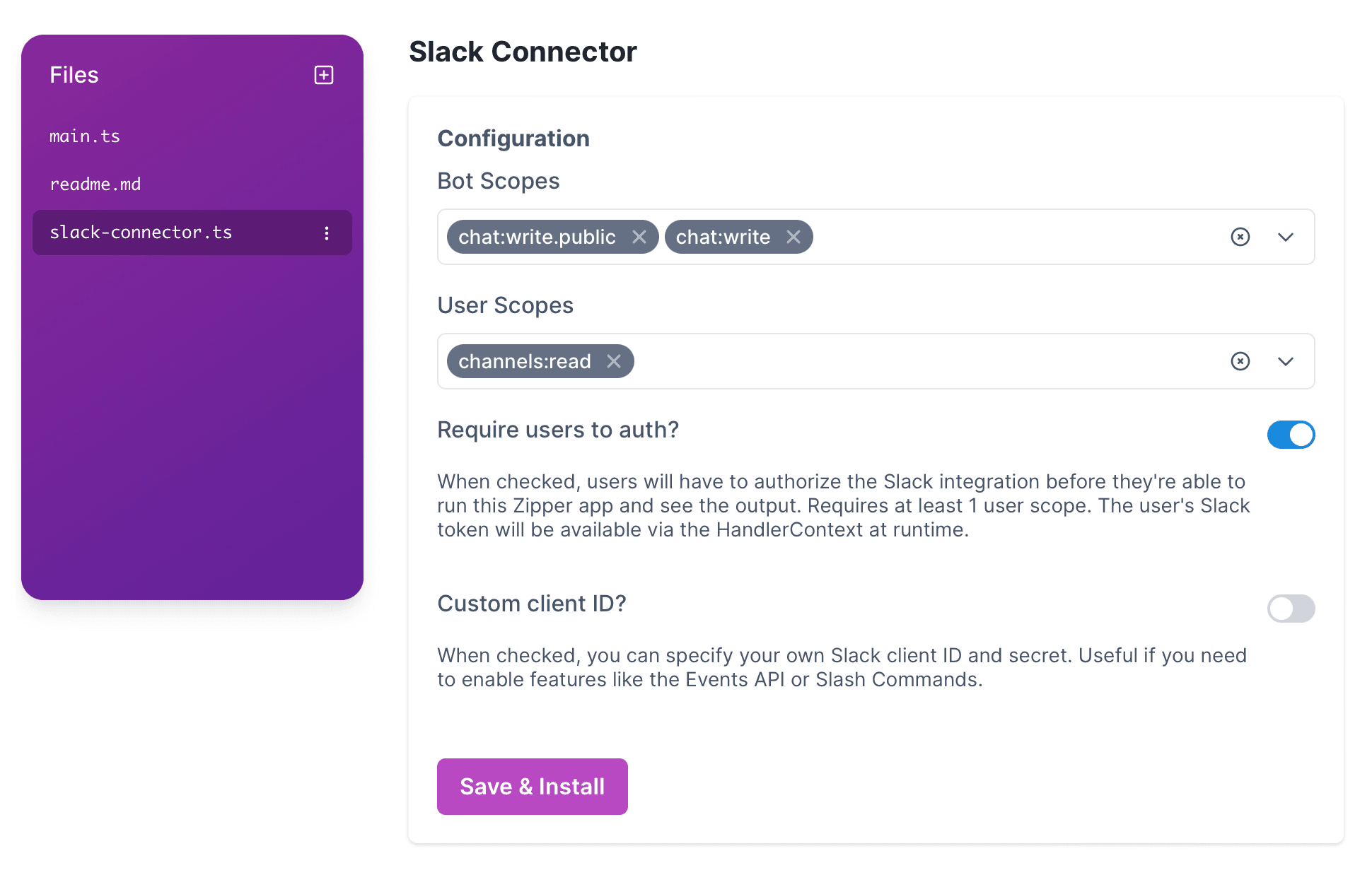slack connector config